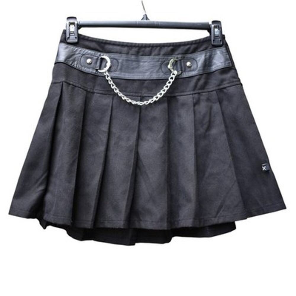 ROYAL BONES Daang Goodman Black Pleated Schoolgirl Mini Skirt Goth Y2K Tripp